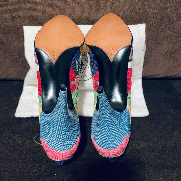 HELENE ARPELS COUTURE 9B Kaleidescope Colorful! SNAKESKIN & Leather 39 EUR - Picture 7 of 11